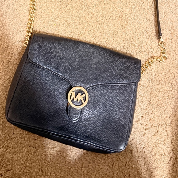 Michael Kors Black Leather Bag with Gold Accents - Picture 1 of 2